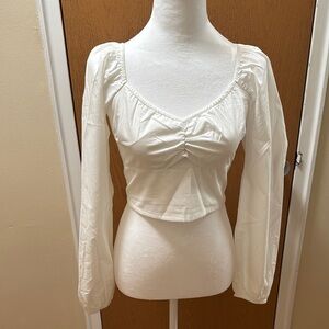 Hollister White Puff Sleeve Crop Blouse
